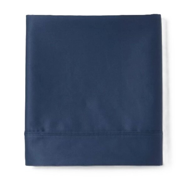 Threshold Twin XL Size 100% Cotton Smooth Sateen Metallic Blue Flat Sheet - Picture 1 of 6
